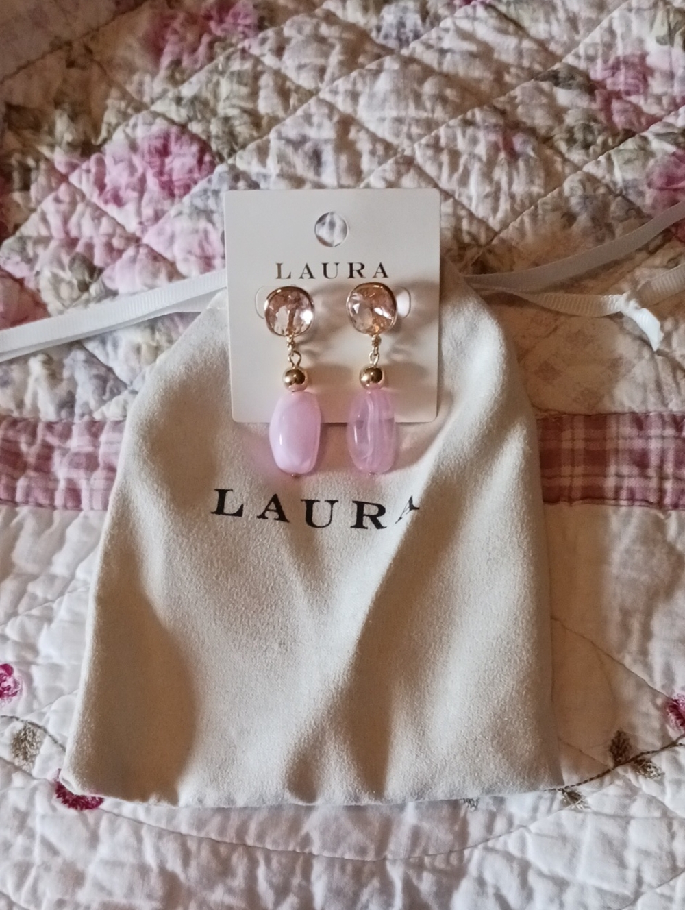 Laura Rose Gold and Light Pink Dangle Earrings